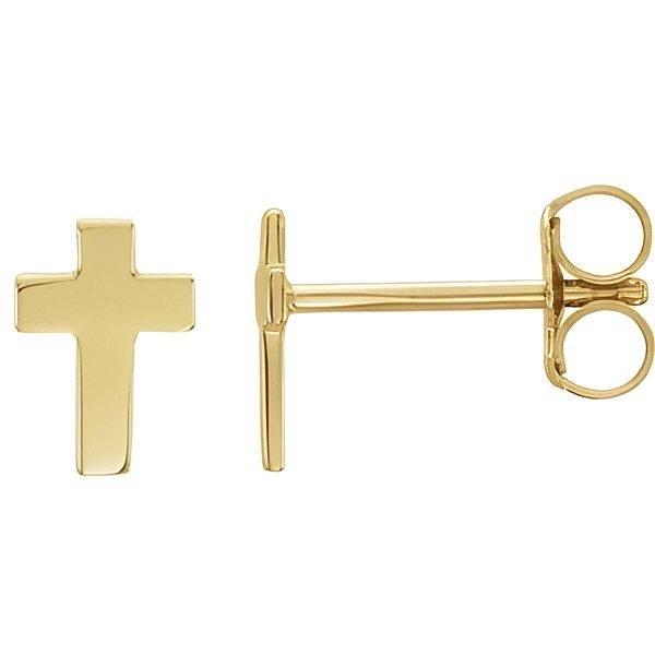14K Yellow Gold or White Gold  Cross Earrings