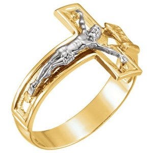 14K Two-tone Cross Ring