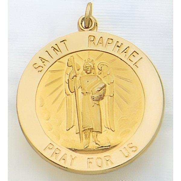 14K Gold Saint Raphael Religious Medal
