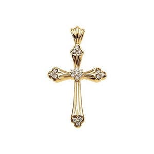 14K Yellow Gold Diamond Cross Pendant