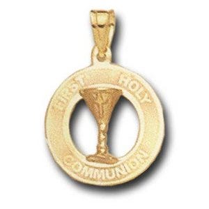 14K Gold Holy Communion Religious Medal