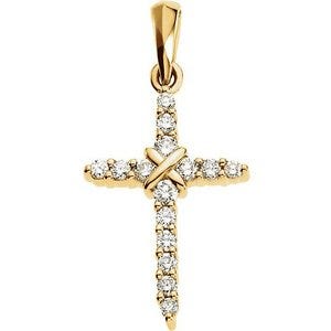 14K Yellow Gold Cross & Diamond Pendant