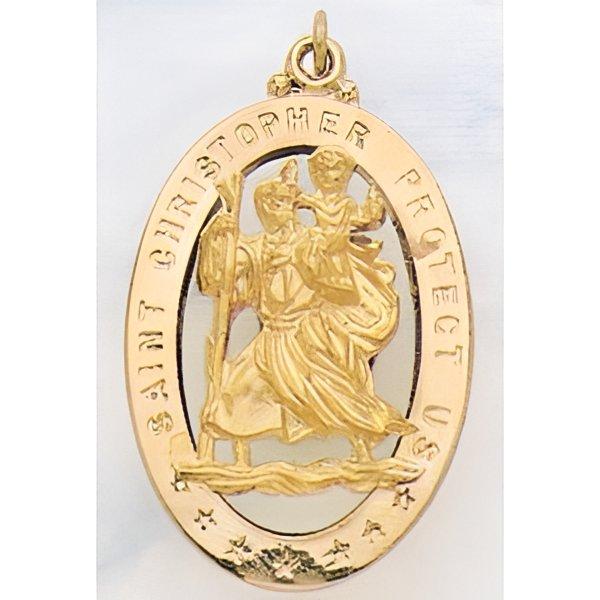 Saint Christopher Cut-Out Oval Religious Medal