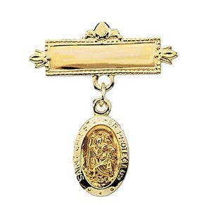 14K Yellow Gold St.Christopher Baptismal Pin