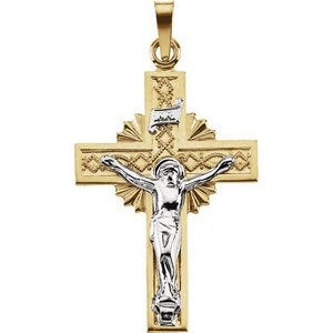 14K Yellow Gold Two Tone Crucifix Pendant