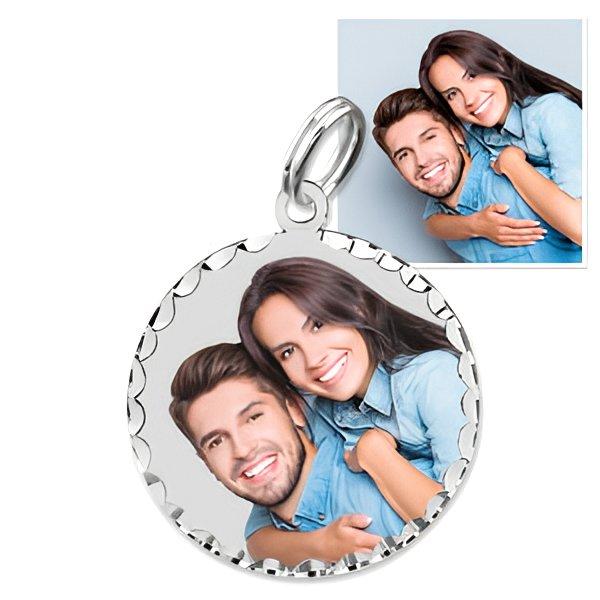 Petite Round with Diamond Cut Edge Photo Charm For Bracelet