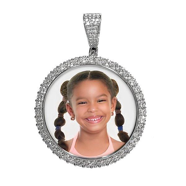Photo Engraved Large Cubic Zirconia Pendant
