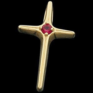 CROSS PENDANT W/RUBY, s.R80067R