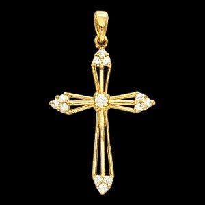 CROSS PENDANT W/DIAMOND AND RU, s.R80074R
