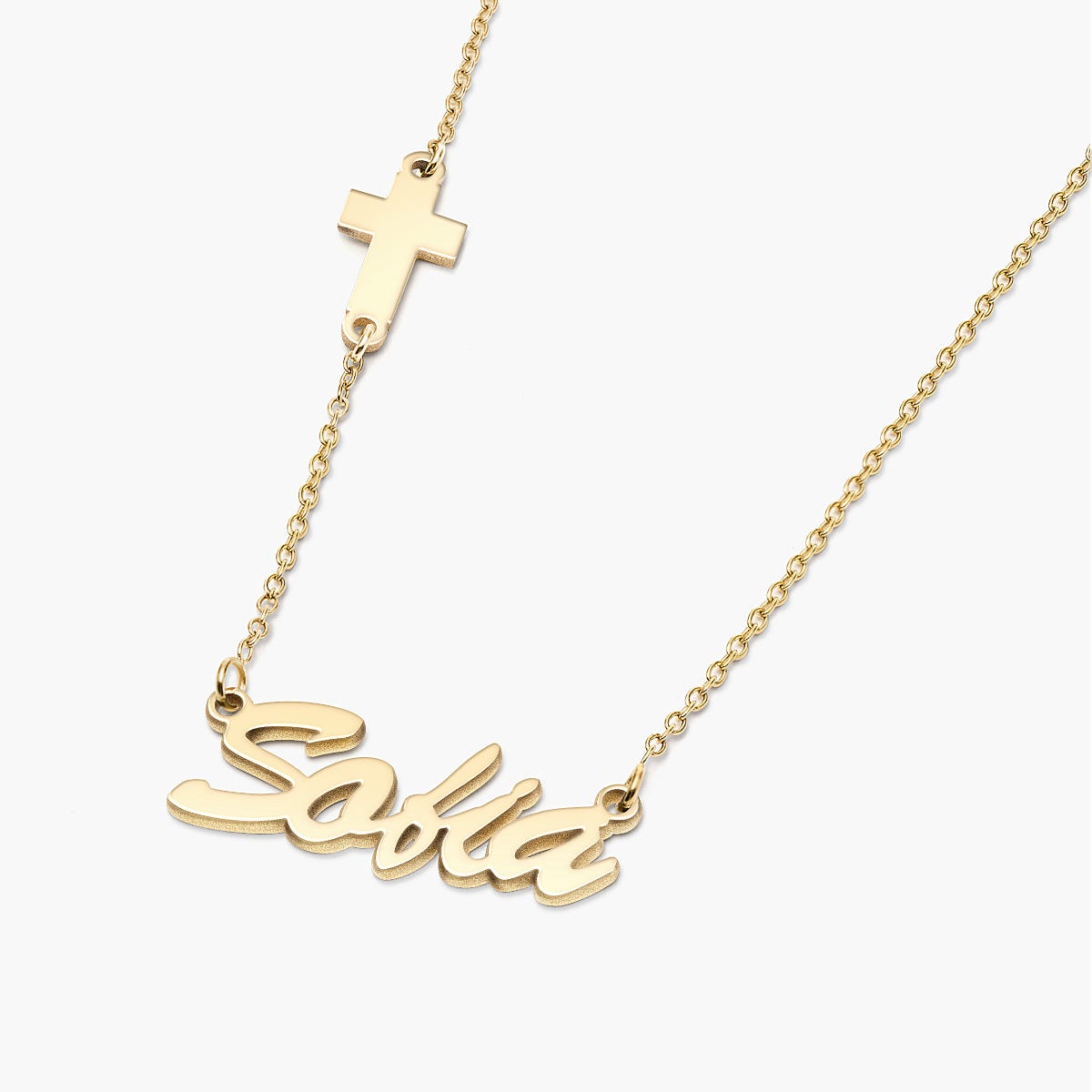 Cross Charm Personalized Name Necklace
