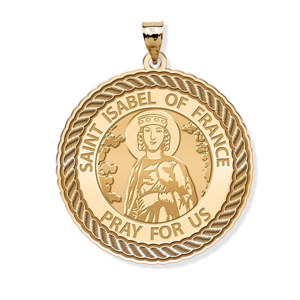 Saint Isabel of France Round Rope Border Religious Medal