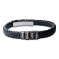 Black Leather Bracelet with Antiqued Charms