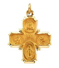 14k Gold 4 Way Cross Religious Medal