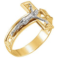 14K Two-tone Cross Ring