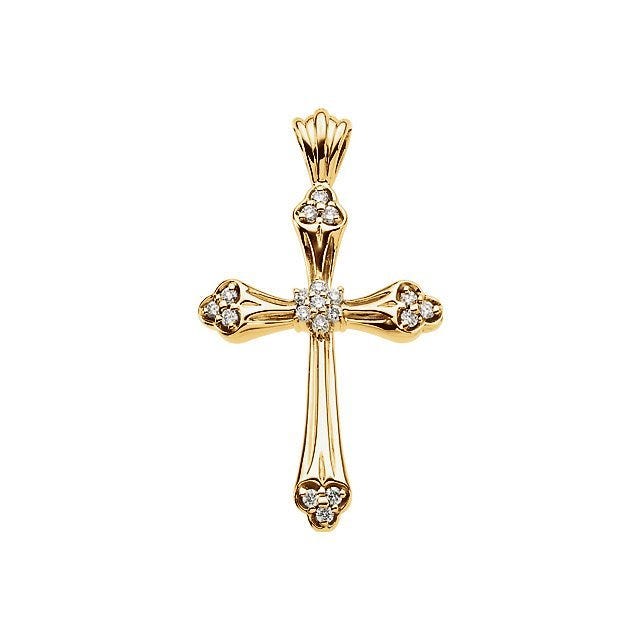 14K Yellow Gold Diamond Cross Pendant
