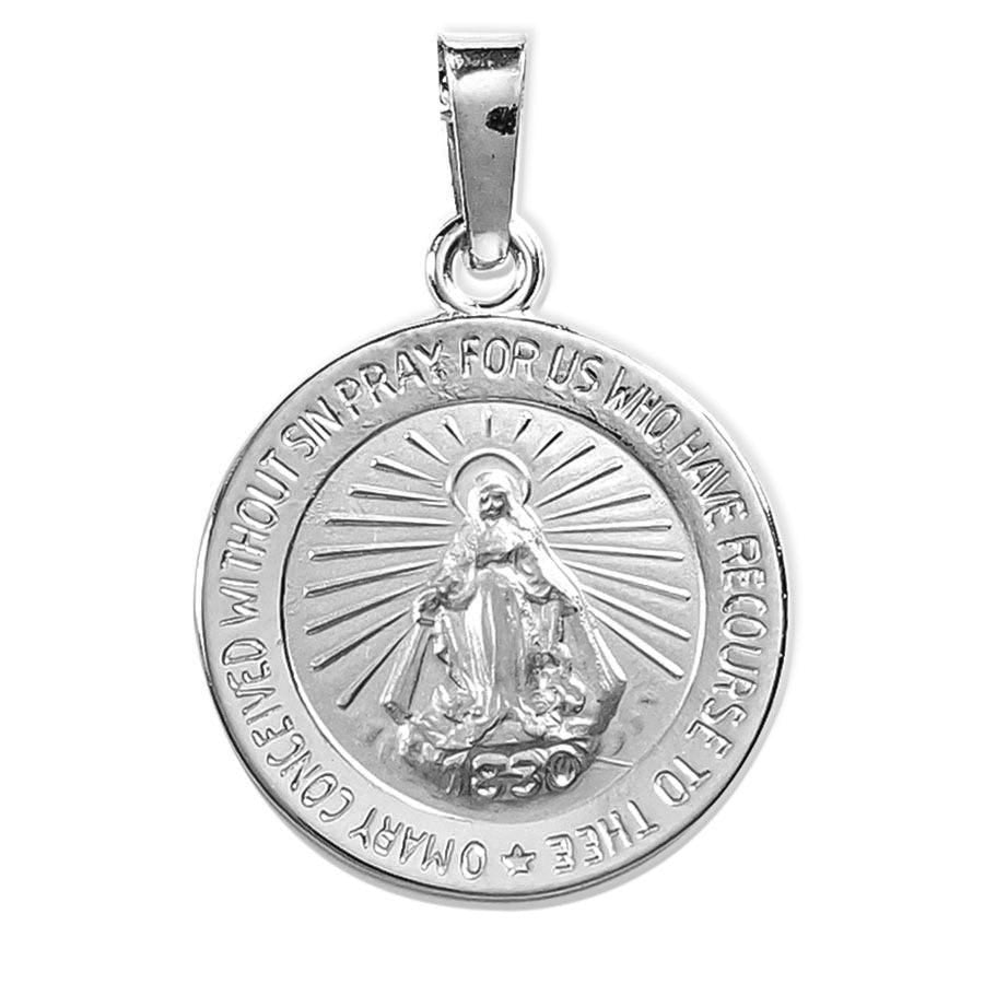 14K White Gold Miraculous Medal