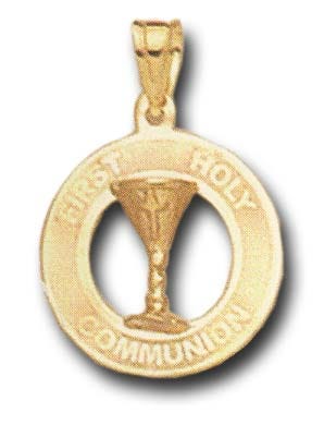 14K Gold Holy Communion Religious Medal