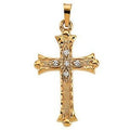 14K Yellow Gold Hollow Cross Pendant w/ Diamond Accents