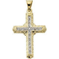 14K Yellow Gold Diamond Cross Pendant