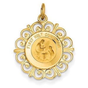14K Gold First Holy Communion Religious Medal