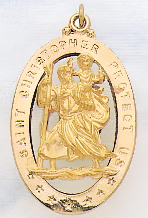 Saint Christopher Cut-Out Oval Religious Medal