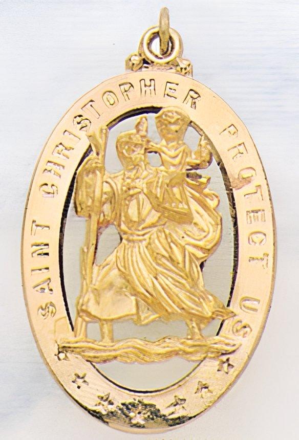 Saint Christopher Cut-Out Oval Religious Medal