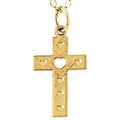 14K Yellow Gold Children's Cross W/Heart Pendant