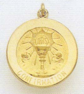 14K Gold Confirmation Religious Medal
