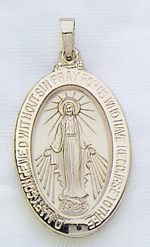 14K White Gold Miraculous Medal