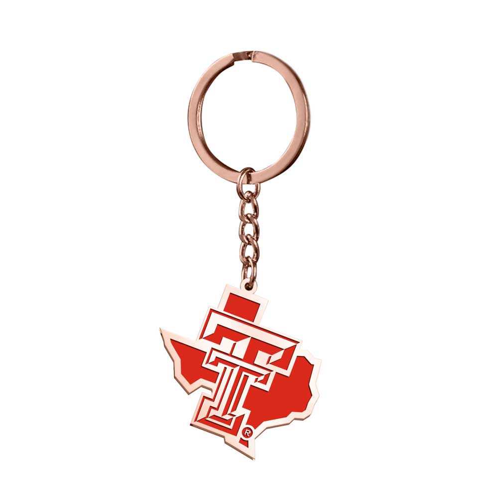 Texas Tech Color Enamel Outline Logo Keychain