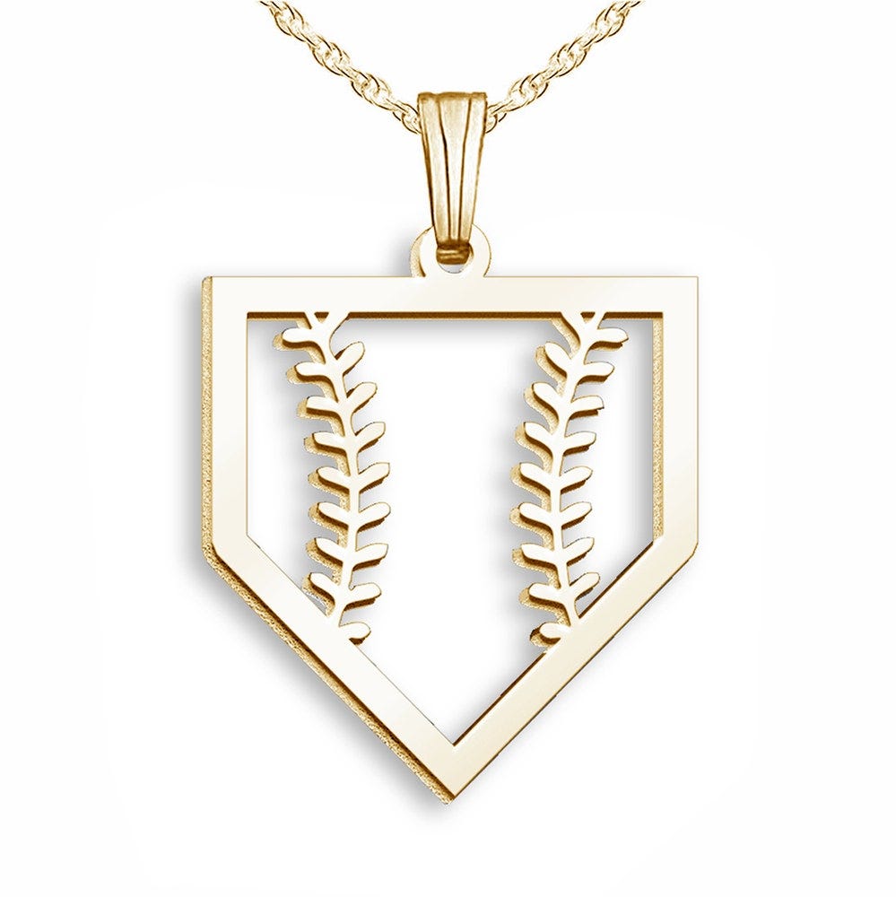Baseball Stitching Homeplate Cut-Out Pendant or Charm