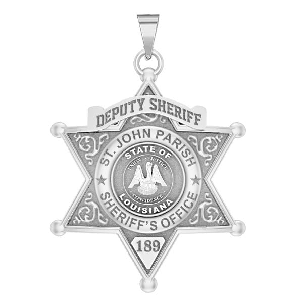 Personalized 6-Point Star Louisiana Sheriff Badge with Rank, Number & Dept.