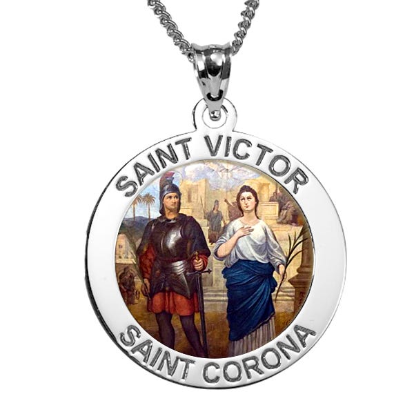 Saint Victor and Saint Corona Color Religious Medal "EXCLUSIVE"