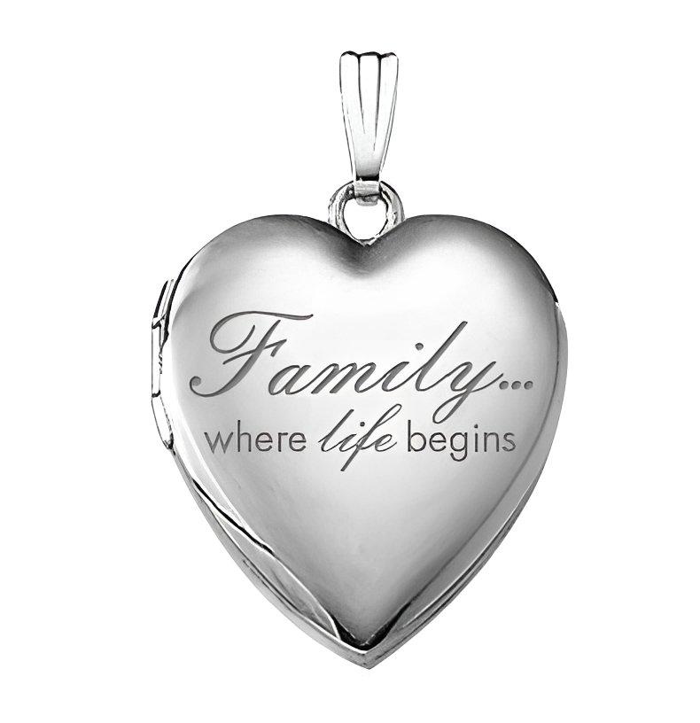 Silver "Family Love" Heart Photo Locket