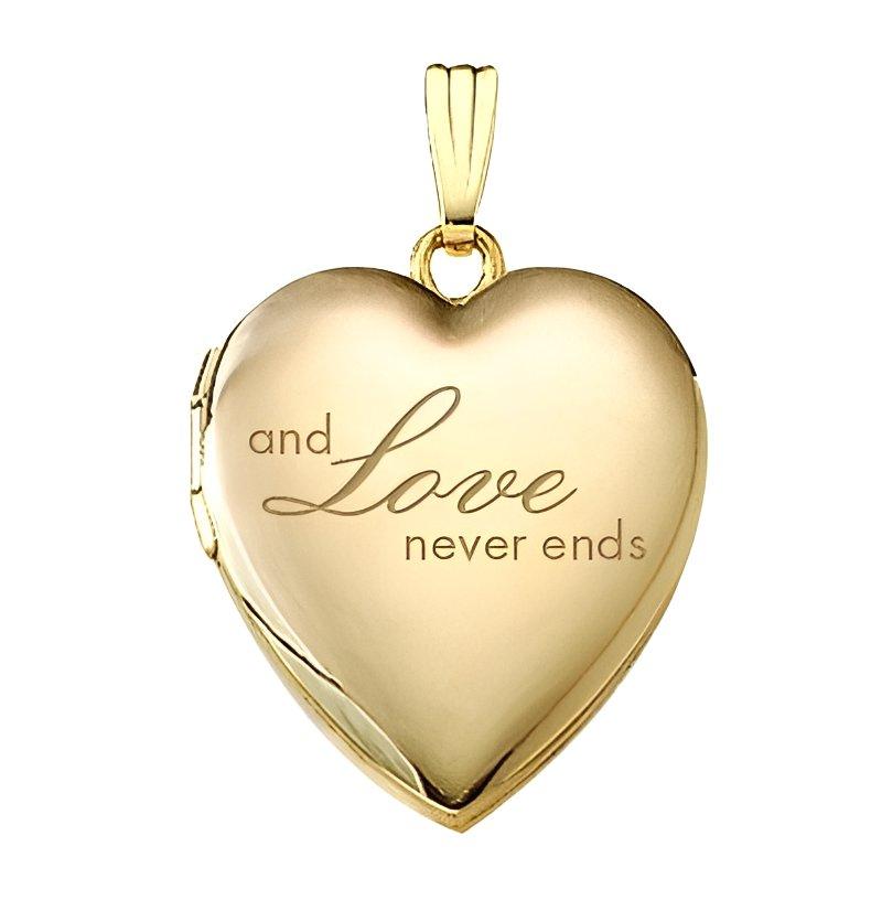 14k Yellow Gold Family Love Heart Locket
