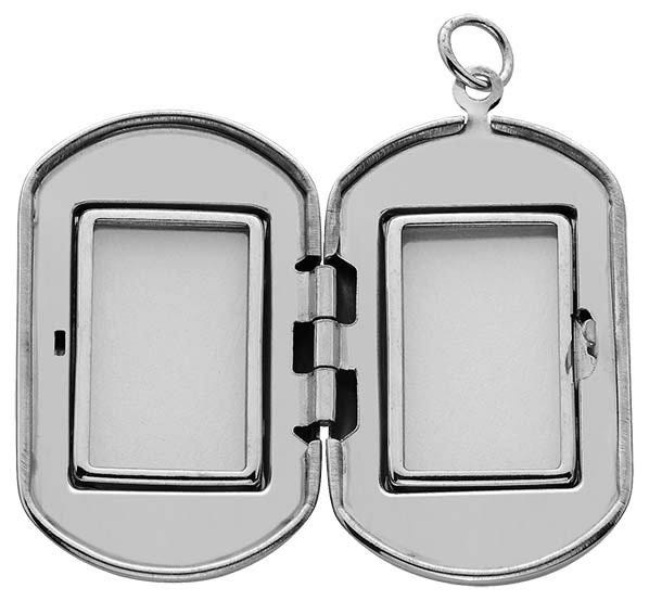 Silver Foot Prints Dog Tag Photo Locket