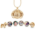 Antiqued Expandable 4 Photo Ball Locket with Chain