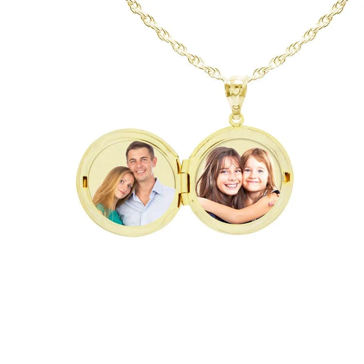 14k Gold Filled Floral Round Photo Locket - 3/4 inch x 3/4 inch
