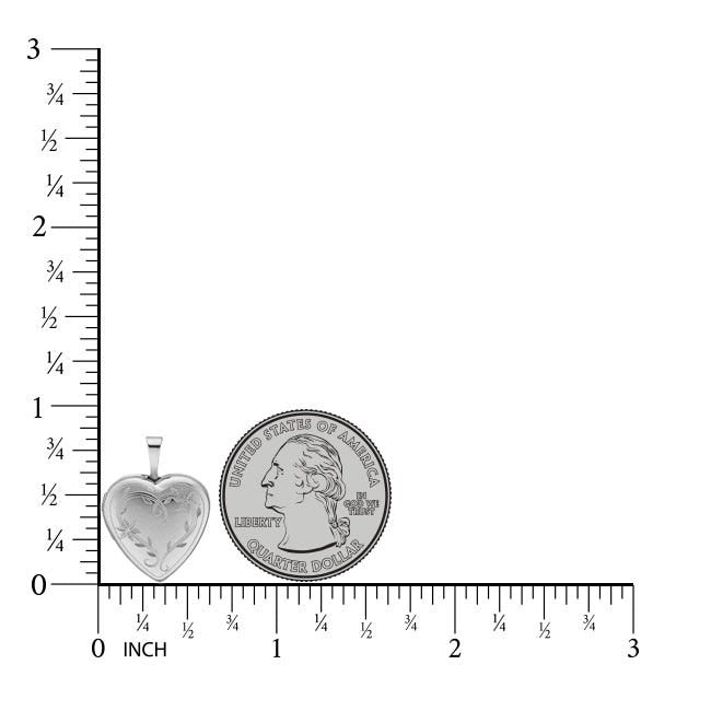 Silver Floral Vine Heart Photo Locket