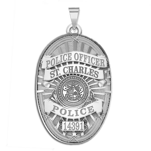 Personalized Oval Shape Missouri Police Badge with Your Rank, Number & Department