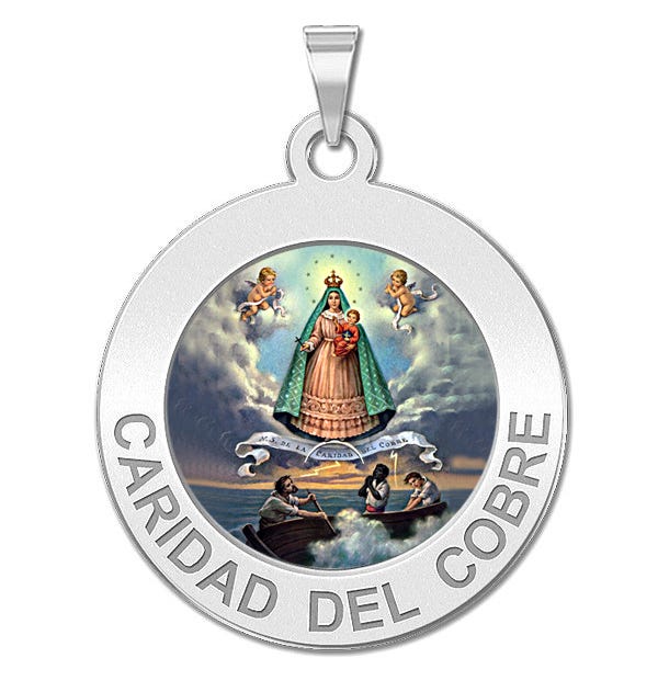 Caridad Del Cobre Round Religious Medal Color