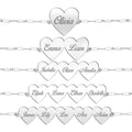 Personalized Family Heart Bracelet with up to 5 Name Hearts with Paperclip Chain Included