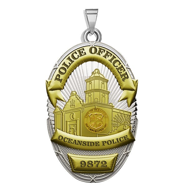 Personalized Oceanside California Police Badge with Your Rank and Number