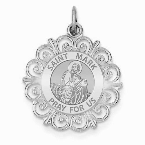 Saint Mark Round Filigree Religious Medal  "EXCLUSIVE"