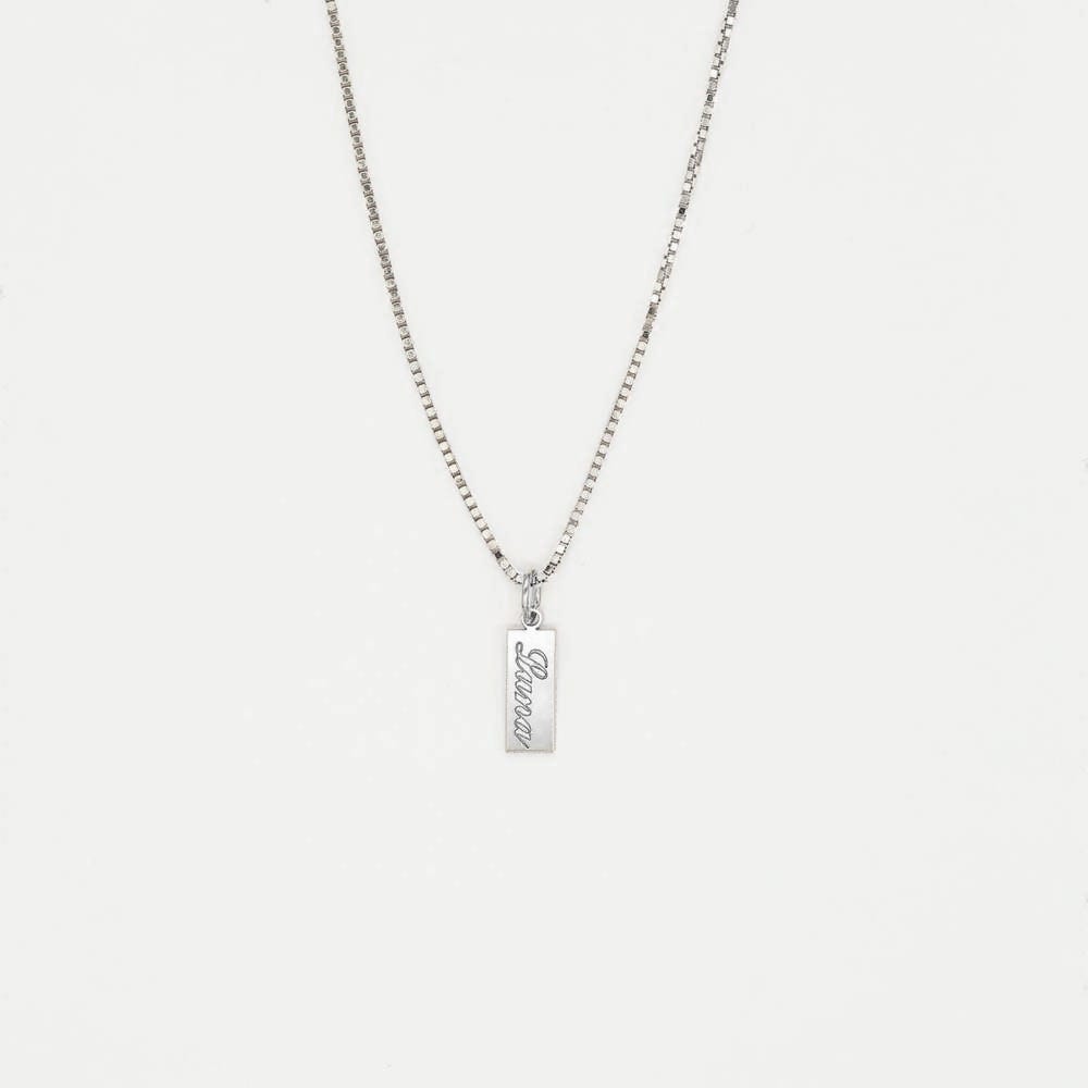 Dainty Name Tag Necklace with Box Chain
