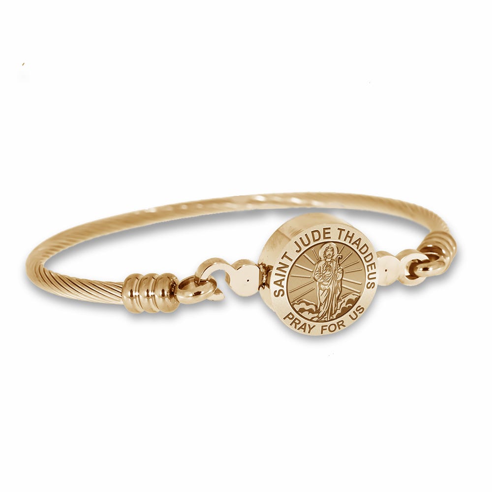 Stainless Steel Saint Jude Thaddeus Bangle Bracelet