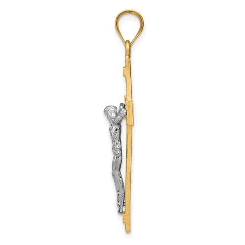 14k Two-tone INRI Crucifix Pendant
