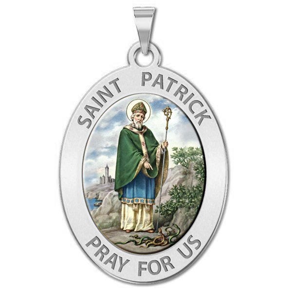Saint Patrick Religious Medal OVAL Color