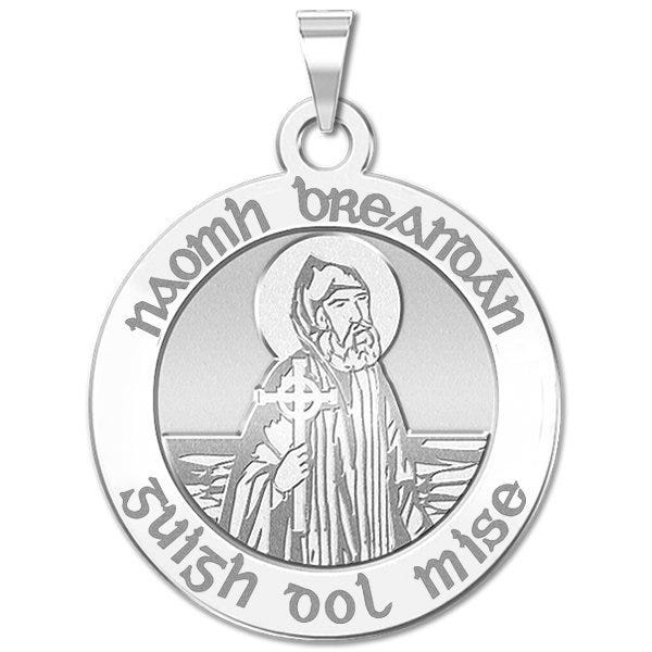 Saint Brendan - Gaelic  - Round Religious Medal - "EXCLUSIVE"