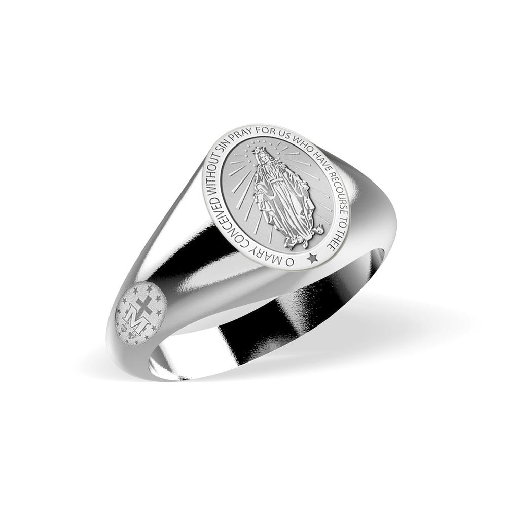 Miraculous Medal Virgin Mary Signet Ring "EXCLUSIVE"